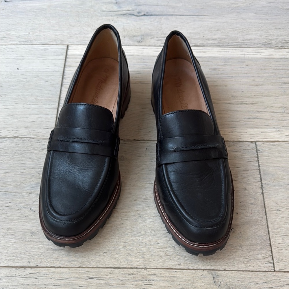 Madewell Black Leather Penny Loafers